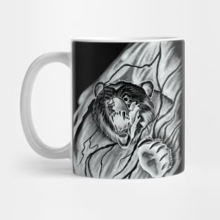 Roaring Bear breaking through the Mist in a Lightning Storm Tattoo Design Mug